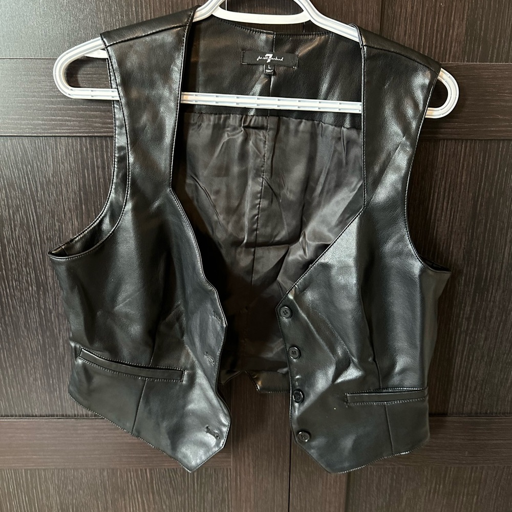 7 For All Mankind Black Leather Top